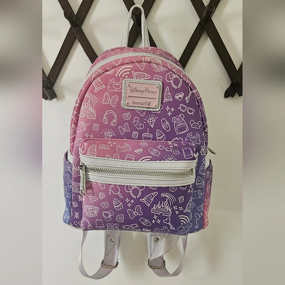 Disney Lounge Fly Pink Purple Ombre Icons Mini Backpack